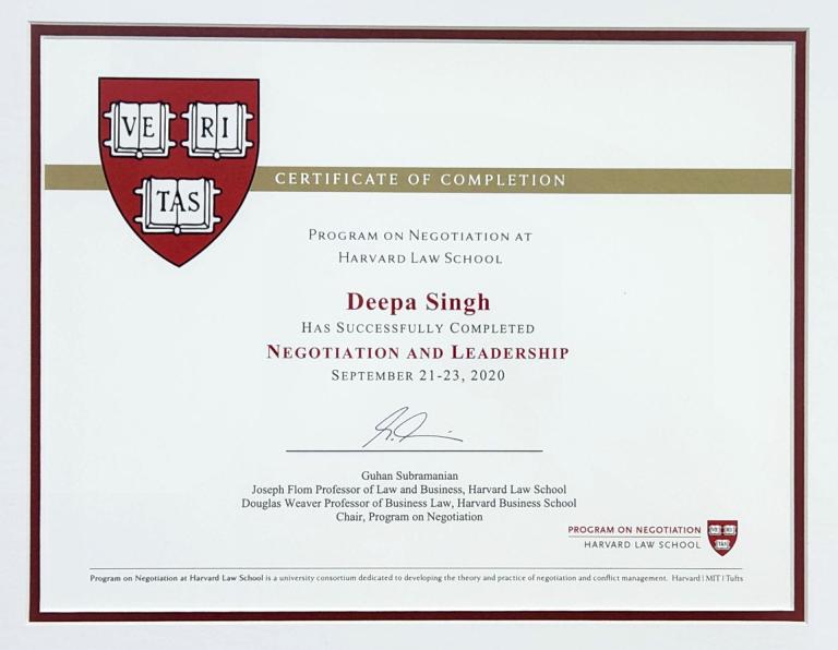 Negotiation And Leadership program by Harvard Law School